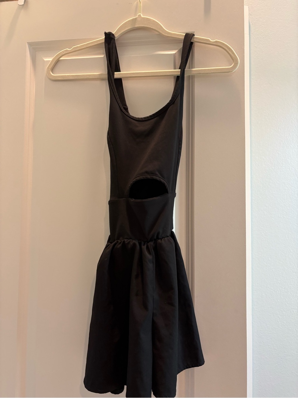 SHEIN Black Sleeveless Cutout Skater Dress